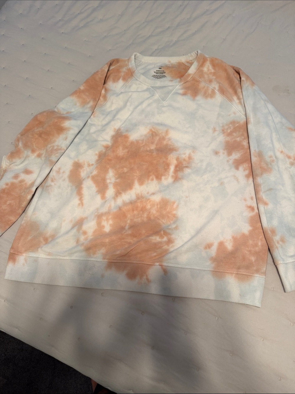 Tie-Dye Crewneck Sweater in Peach,light blue and White - Women's